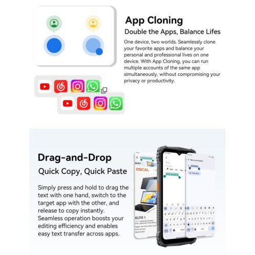  Blackview Oscal Marine 1, 4 Go + 128 Go, écran 6,56 pouces, Android 15, processeur Unisoc UMS9230E T615 Octa Core, réseau : 4G, OTG, NFC (orange) SB101A987-050